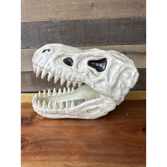 T Rex Skull Candy Bowl Seasons USA Halloween Prop Decor Dinosaur 12” Long - Picture 4 of 8